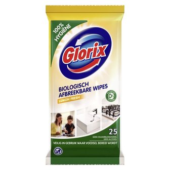 Glorix Biologisch Afbreekbare Schoonmaakdoekjes Lemon 25 stuks
