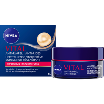 NIVEA Vital 65+ Anti-Rimpel Herstellende Nachtcr&egrave;me Rijpere huid 50ml