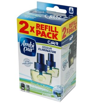 Ambi Pur Auto Luchtverfrisser Fresh &amp; Light Navul 2 x 8 ml