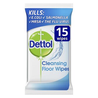Dettol Antibacterial Floor Wipes Surface Cleaner Large 15 Stuks