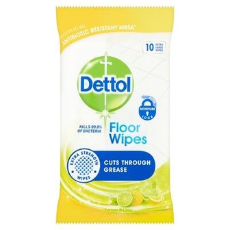 Dettol Antibacterial Floor Wipes Lemon &amp; Lime Large 10 Stuks (Vloerdoekjes)