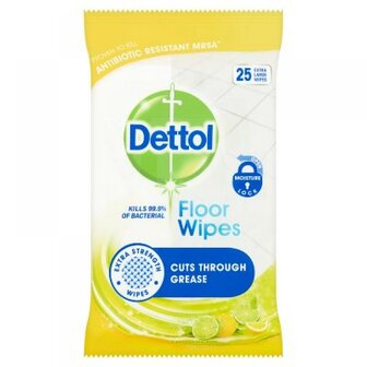 Dettol Antibacterial Floor Wipes Lemon &amp; Lime Large 25 Stuks