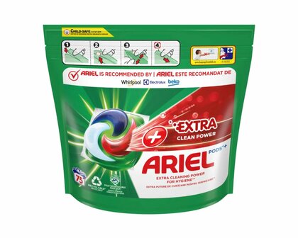 Ariel All in One Pods Extra Clean Power 75 Stuks (+Ultra Vlekverwijderaar)