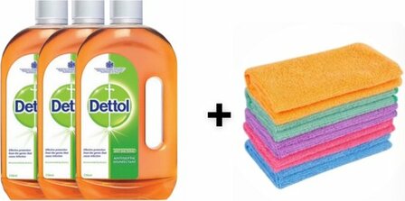 Dettol Antiseptic Ontsmettingsmiddel 3 x 750ml + Gratis 1 Microvezeldoekje