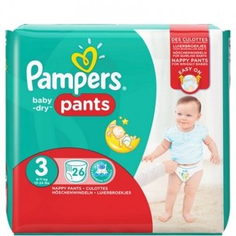 Pampers Baby-Dry Pants Luierbroekjes Maat 3 26 Stuks