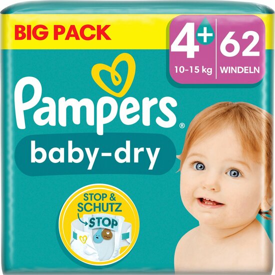 Pampers Baby Dry Luiers Maat 4+ (10-15 kg) 62 Stuks