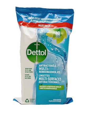 Dettol Antibacteriële Multi- Reinigingsdoekjes Ocean 80 Stuks 