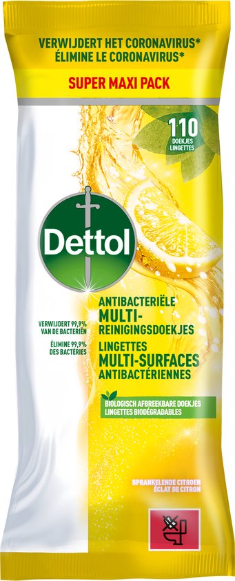 Dettol Antibacteriële Multi-Reinigingsdoekjes Citroen 110 Stuks