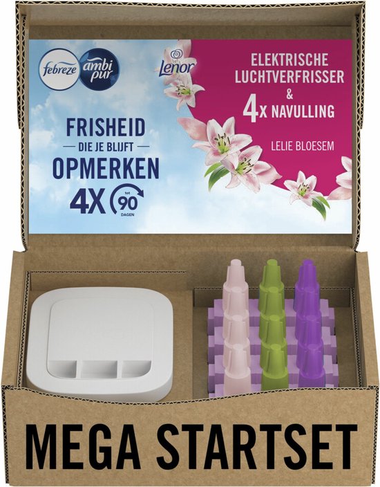 Febreze 3Volution Houder + 4 Navulling Lelie Bloesem