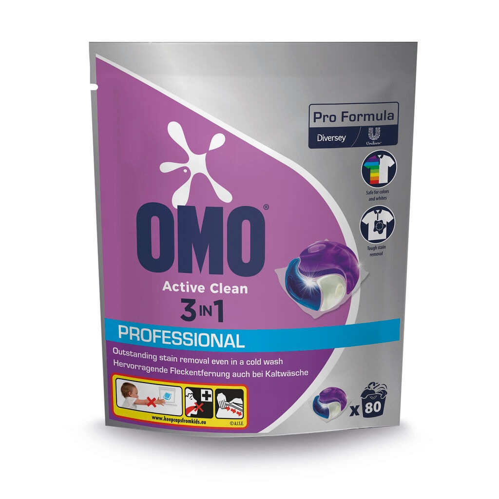 Omo Pro Formula Wasmiddel Capsules Active Clean 3in1 80 Stuks
