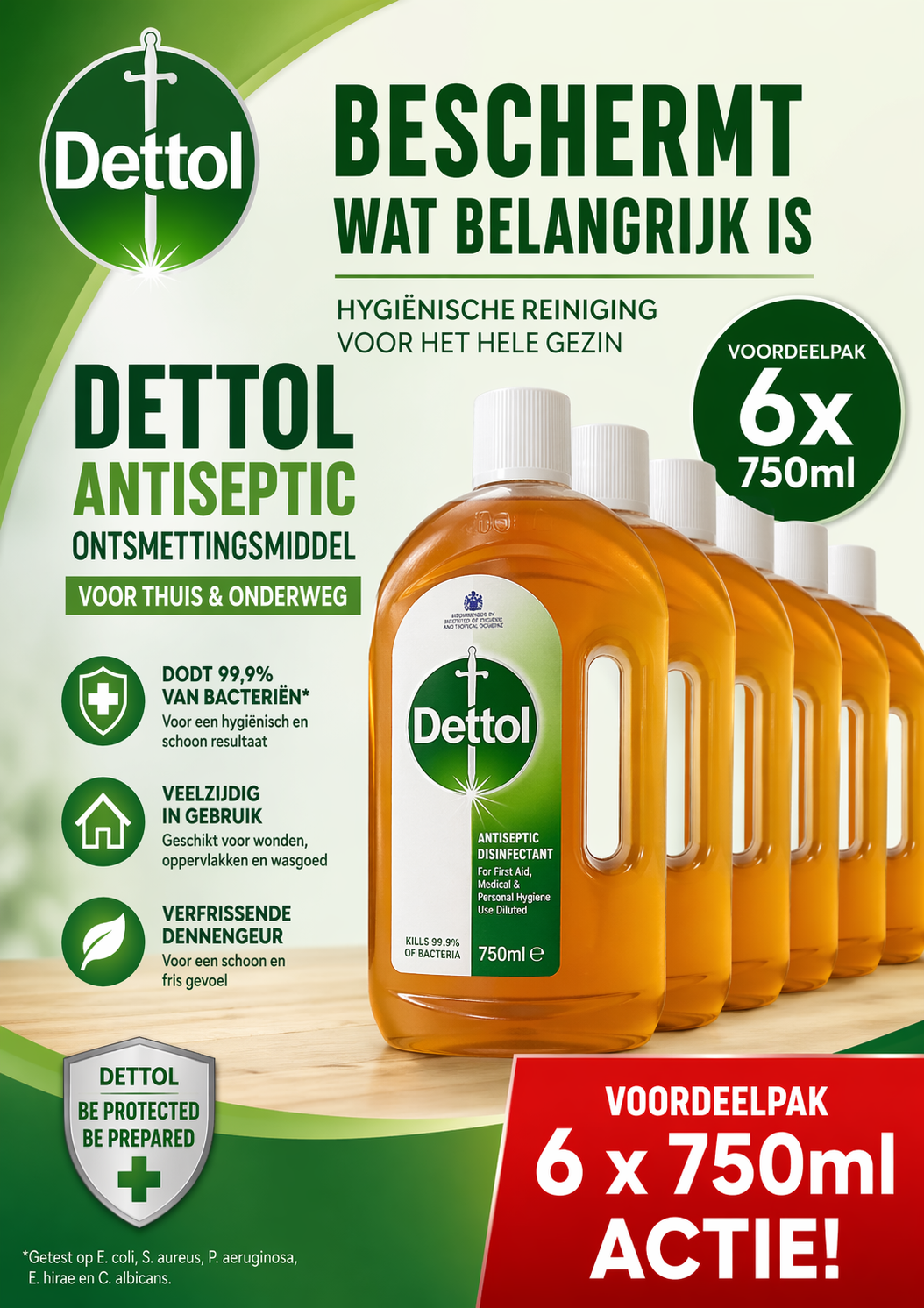 Dettol Antiseptic Ontsmettingsmiddel 6 x 750ml AKTIE