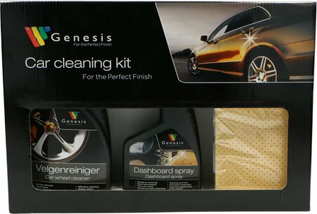 Genesis auto poetskit in geschenkverpakking - Velgenreiniger - Dashboardreiniger - Zeemdoekje Genesis auto poetskit in geschenkverpakking - Velgenreiniger - Dashboardreiniger - Zeemdoekje