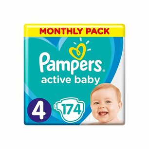 Pampers Active Baby Luiers Maat 4 (9-14 kg) 174 Stuks Pampers Active Baby Luiers Maat 4 (9-14 kg) 174 Stuks