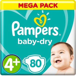 Pampers Active Baby Dry Luiers Maat 4+ (9-16 kg) 80 Stuks Pampers Active Baby Dry Luiers Maat 4+ (9-16 kg) 80 Stuks