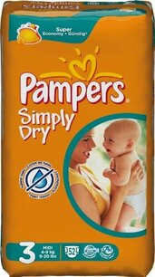 Pampers Simply Dry Luiers Maat 3 52 Stuks Pampers Simply Dry Luiers Maat 3 52 Stuks