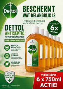 Dettol Antiseptic Ontsmettingsmiddel 6 x 750ml AKTIE
